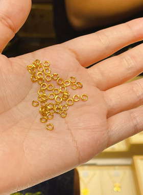 实心足金999小配件黄金盘缠隔片纯金古法手工金圆圈手链隔珠配饰