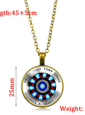 漫威正钢铁侠心脏时光宝石项链聚能量时尚吊坠项链毛衣链挂坠送礼