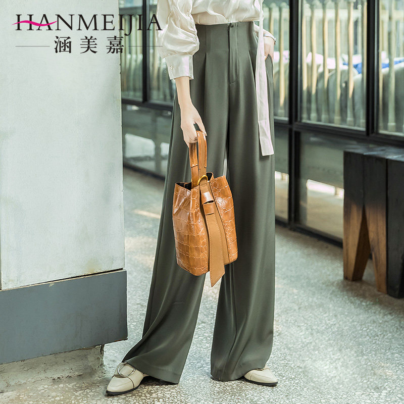 坠感高腰宽松垂感夏季直筒阔腿裤 首嘉服饰休闲裤