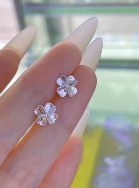 纯银999足银四叶草项链送女友幸运简约潮个性女款吊坠素银锁骨链