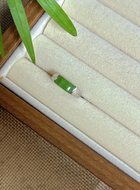 马鞍戒 | 天然和田玉碧玉无事牌戒指银镶