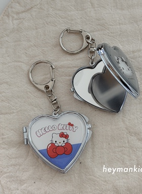 日本HelloKitty便携爱心镜子包挂