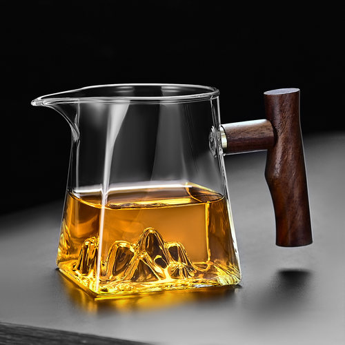 加厚木把玻璃公道杯耐热茶漏茶滤套装日式茶海过滤分茶器茶具配件 - 图0