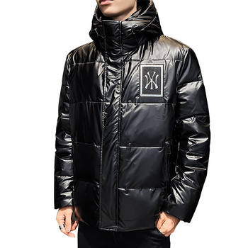 Off-season men's stand-up collar shiny down jacket short winter men's Korean style thickened windproof jacket warm casual jacket