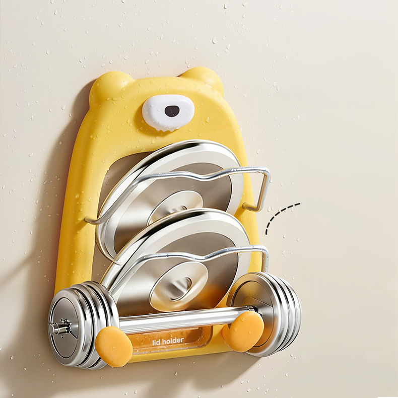 吸盘锅盖架子免打孔多层锅盖放置器壁挂式厨房置物架多功能菜板架 - 图2