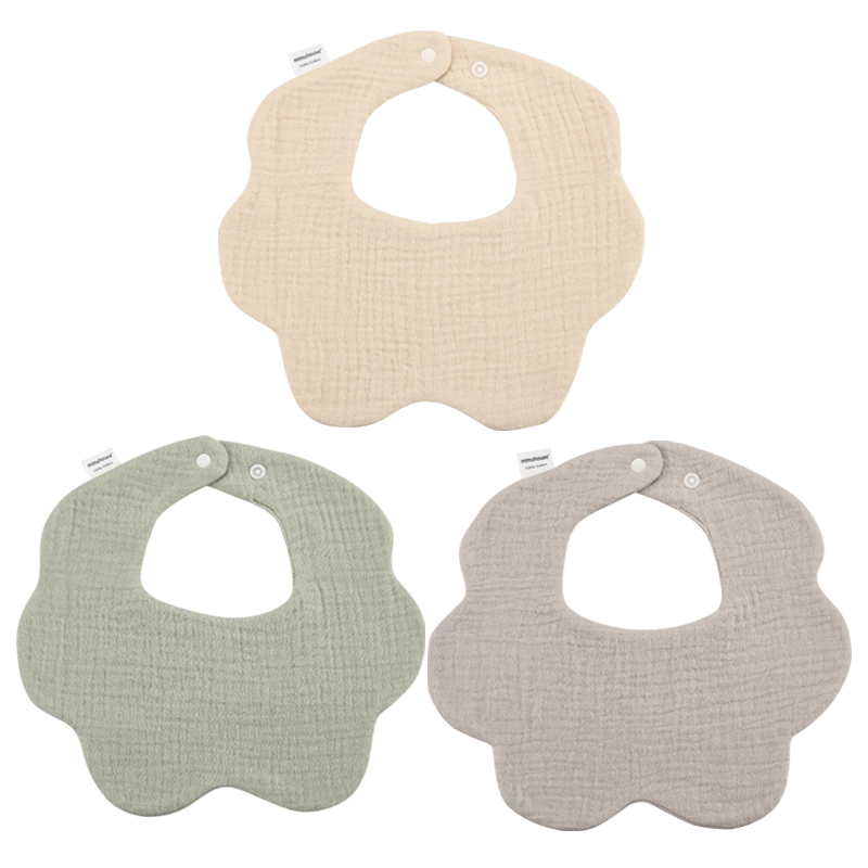 Nordic style new solid color 360 degree bib baby saliva towel pure cotton gauze children's saliva pocket baby bib