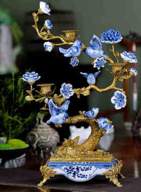 铜配瓷古典奢华装饰客厅书房摆件