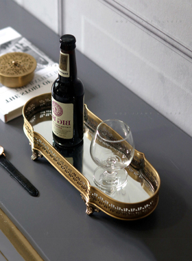 欧式奢华收纳托盘美式复古铜摆件