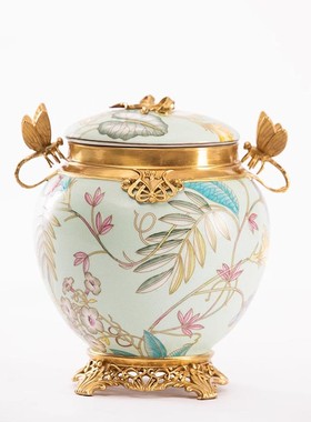 欧式花瓶装饰罐纯铜创意美式法式