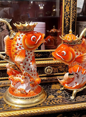 欧式仙鹤雕塑美式奢华纯铜摆件法