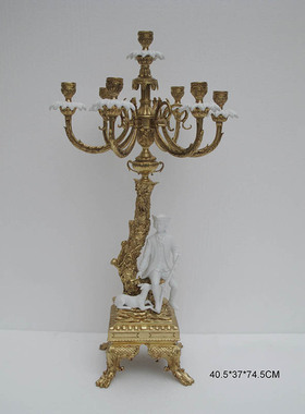 欧式纯铜骨瓷座钟烛台客厅装饰品