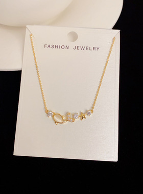 日韩时尚甜美小清新锆石海星鲸鱼项链精致轻奢百搭高级感超闪颈链