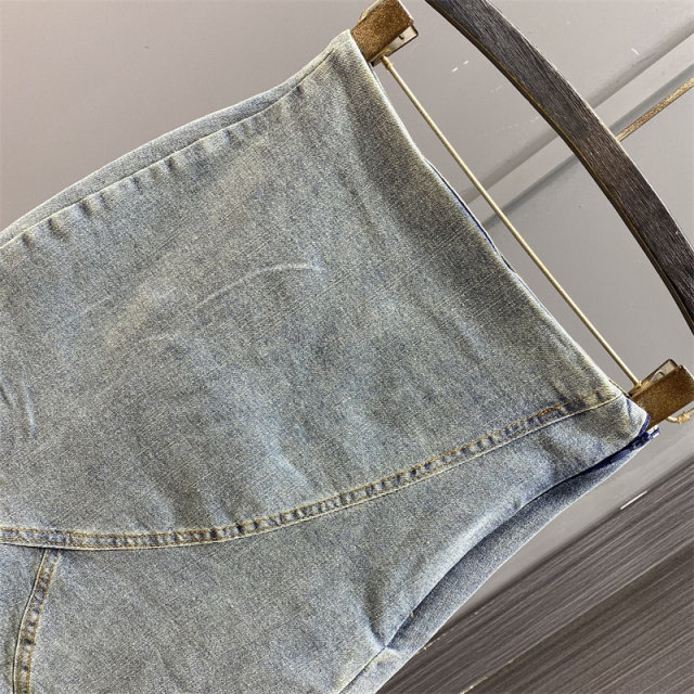 High-waisted denim fishtail skirt long skirt trendy