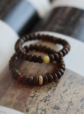 玛瑙沙金搭配木珠气质叠戴手串