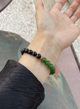 黑玛瑙绿玉髓新中式个性手链