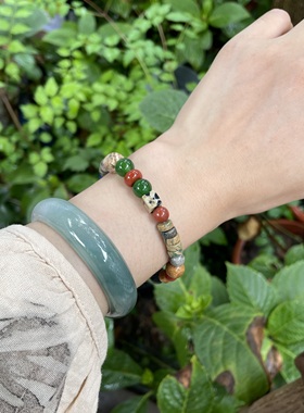 女蓝松石汉白玉斑点石手串手链