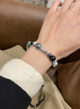 琉璃亚克力珠天然石国风手串