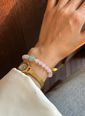 粉晶搭配绿东陵清凉配色手链