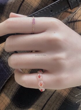 14k包金天然石榴石紫牙乌戒指