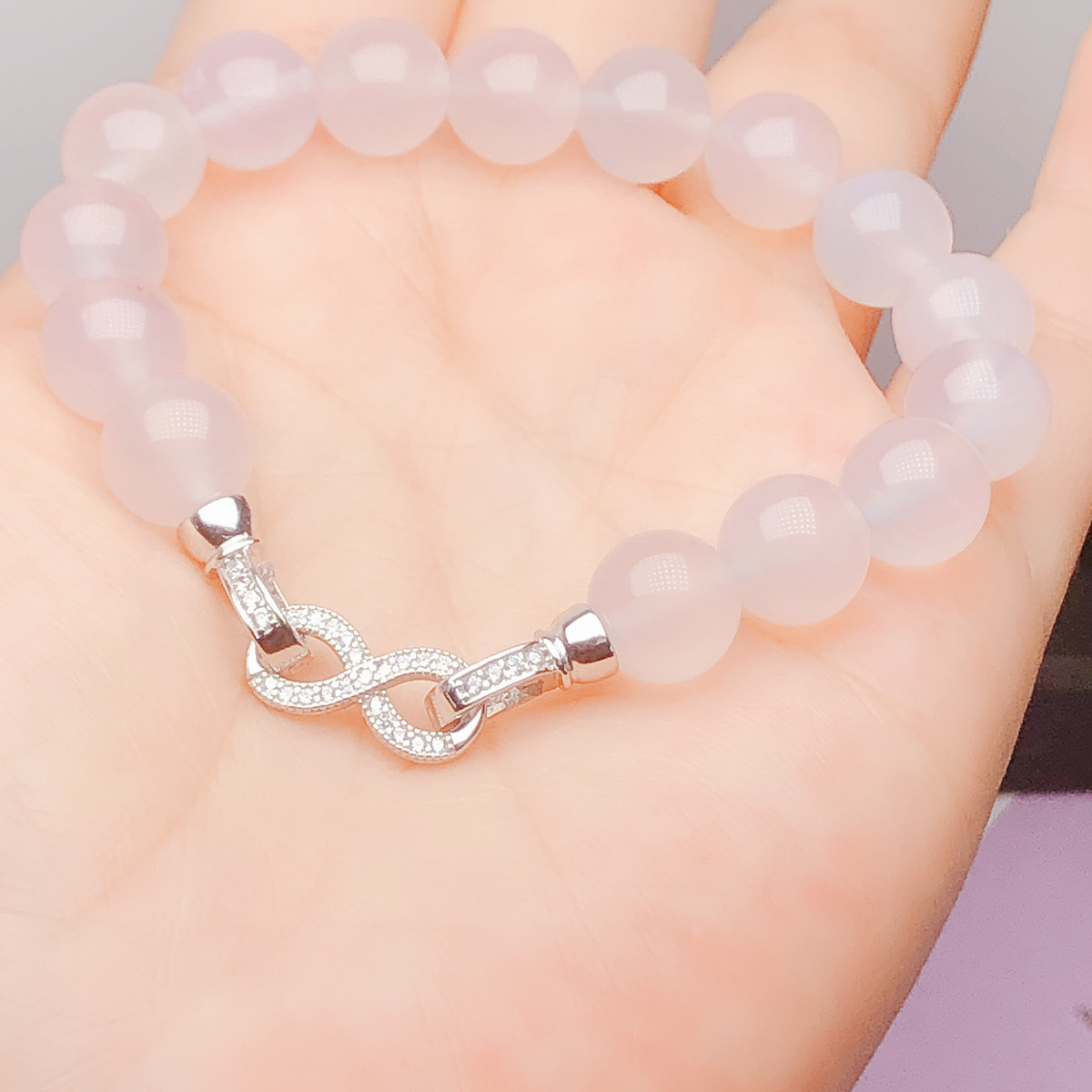 s925纯银8字双圈搭扣轻奢珍珠扣手工DIY串珠材料项链项链搭圆珠扣 - 图2