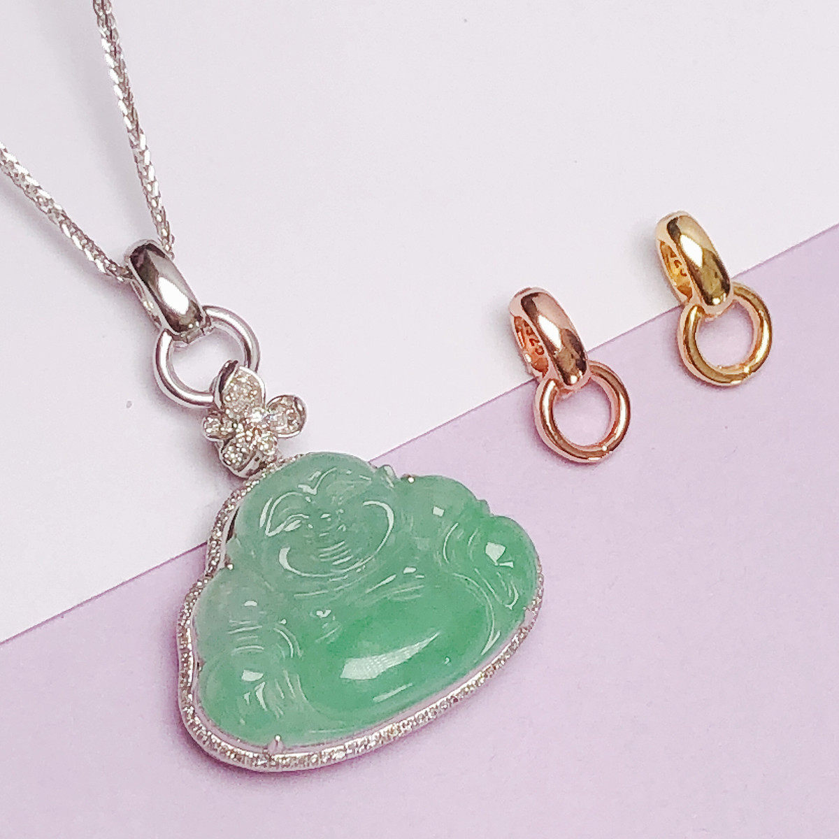 925纯银diy光面扣扣头百搭18k双开项链吊坠扣小号光面珍珠项链扣,淘宝优惠券,粉丝福利购,淘宝优惠卷