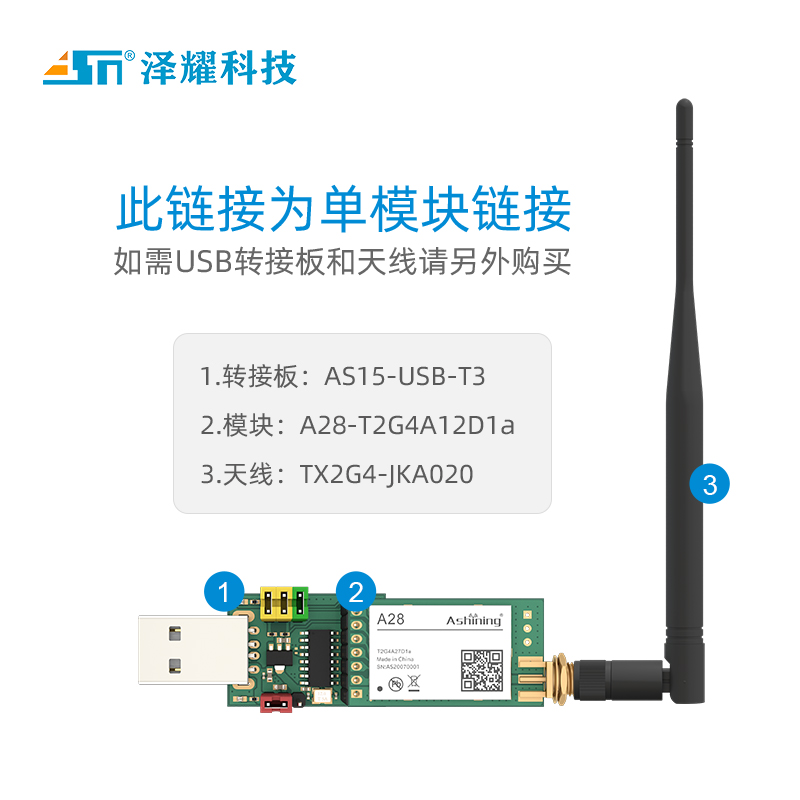 泽耀新品LoRa全双工2.4G无线串口模块高速连传自适应空速SX1281 - 图1