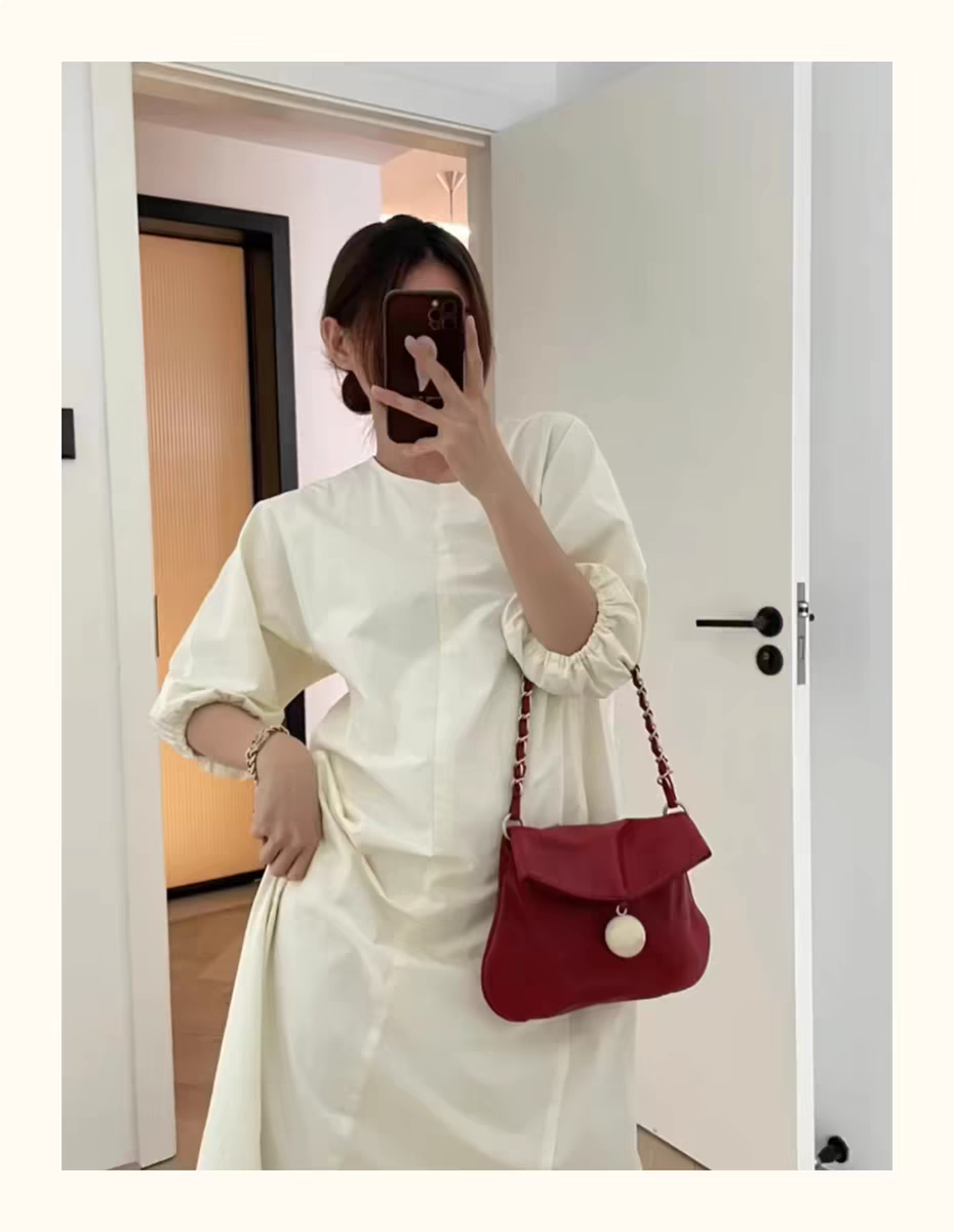 乒乓球包小香风Vintage中古款真皮链条包高级感复古红单肩腋下包,淘宝优惠券,粉丝福利购,淘宝优惠卷