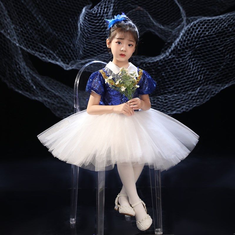 儿童合唱演出服男女童舞蹈礼服纱裙主持人小学生朗诵元旦表演服装 - 图2