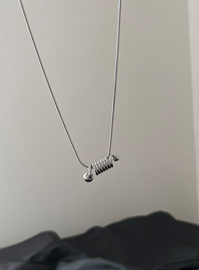 yijian studio钢制螺旋项链男个性小众锁骨链街头简约毛衣链女