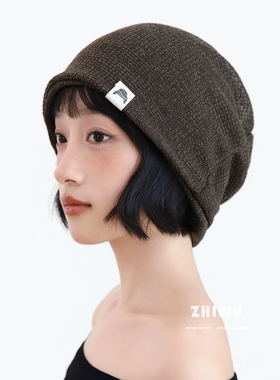知雾早秋慵懒风堆堆帽女显脸小