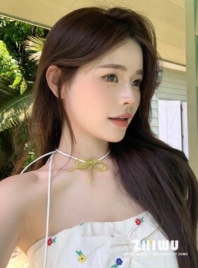 原创设计手工串珠蝴蝶结锁骨链