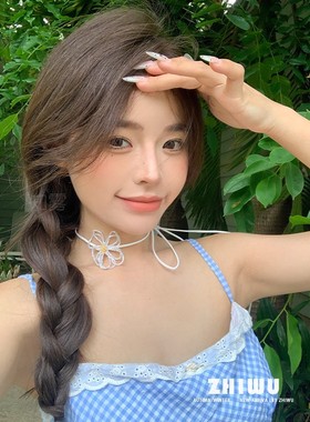 小众原创纯手工串珠花朵项链女