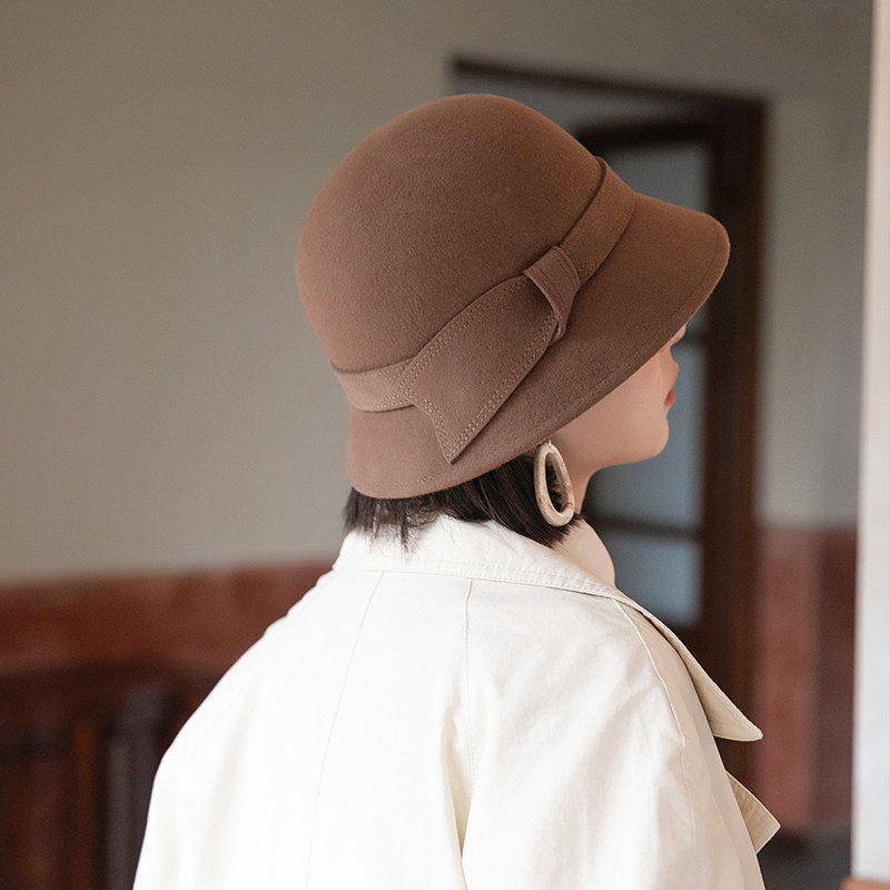 新款秋冬羊毛法式百搭毛呢渔夫帽 mauropoli帽子