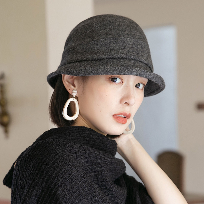 渔夫帽女秋冬新款羊毛盆帽日系卷边短檐遮阳帽韩系百搭帽子女冬天,淘宝优惠券,粉丝福利购,淘宝优惠卷