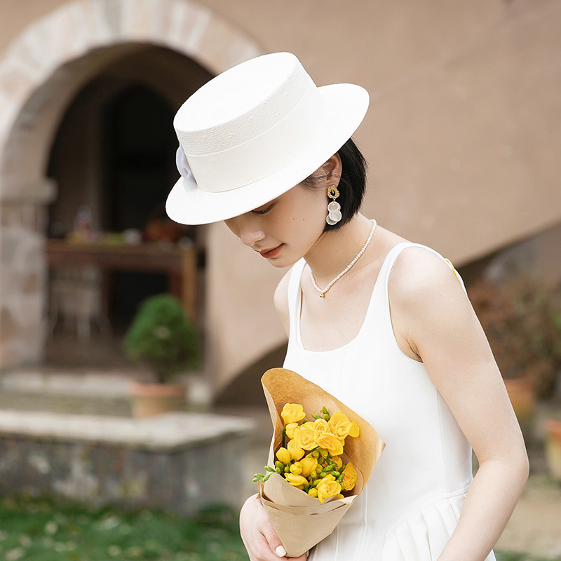 白色夏季新款法式复古防晒遮阳帽子 mauropoli帽子