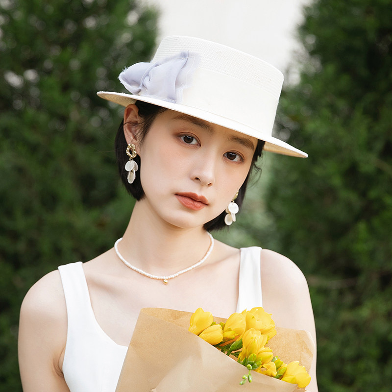 白色夏季新款法式复古防晒遮阳帽子 mauropoli帽子