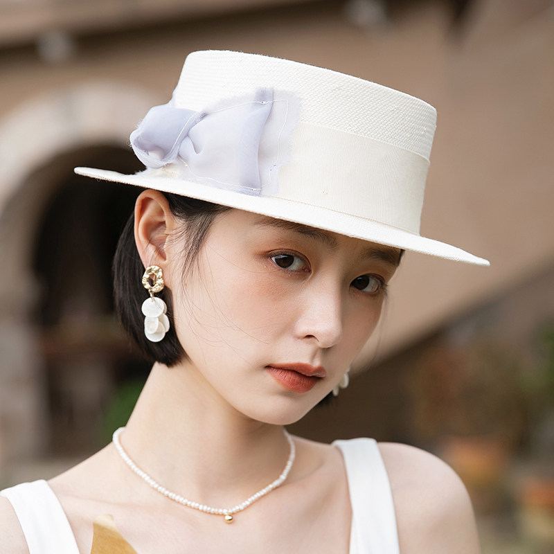 白色夏季新款法式复古防晒遮阳帽子 mauropoli帽子