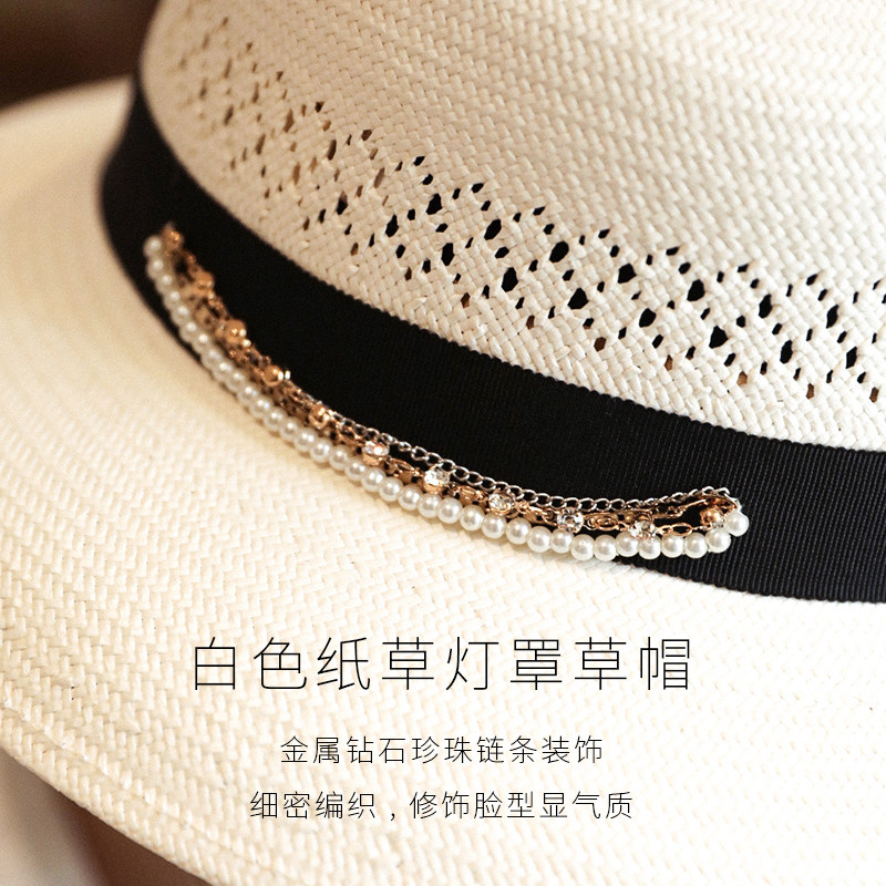 白色礼帽夏季赫本风灯罩新款草帽 mauropoli帽子