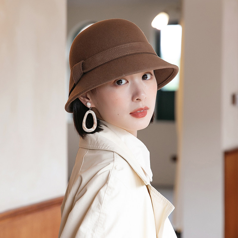 新款秋冬羊毛法式百搭毛呢渔夫帽 mauropoli帽子