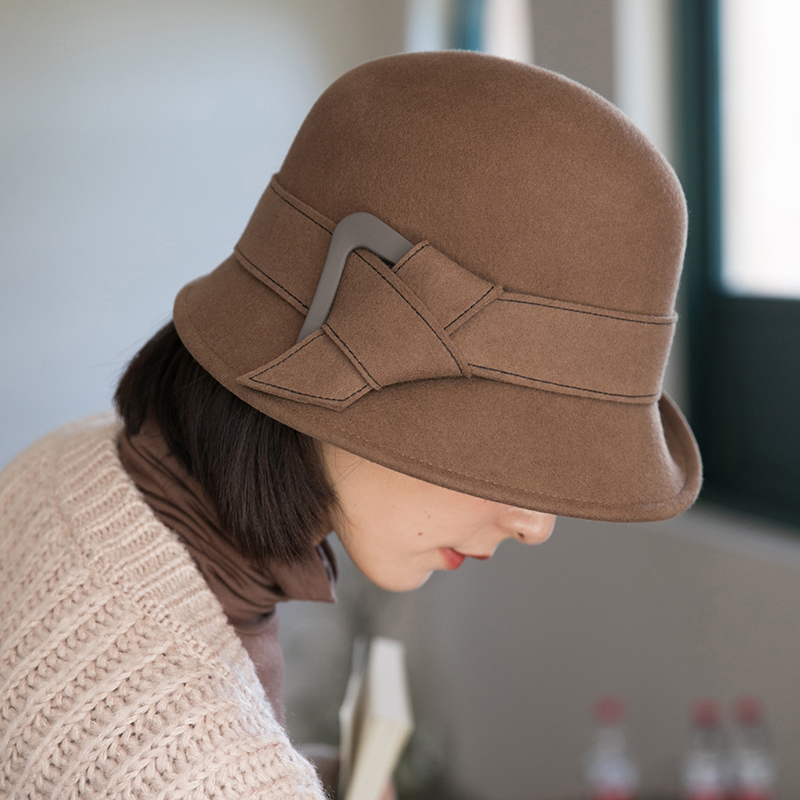 法式复古羊毛秋冬卷边毛呢渔夫帽 mauropoli帽子