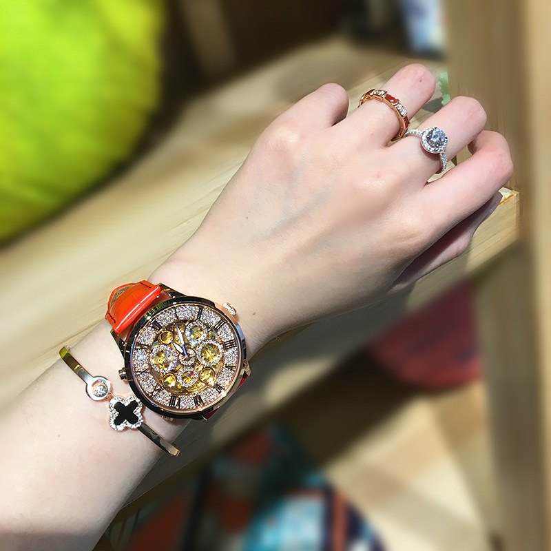 蒂玮娜潮流正品镂空女士情侣机械表 davena婷邦国产腕表