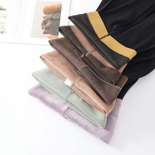 秋冬新款大码打底裤加绒加厚一线档高腰女款踩脚棉面高弹九分棉裤 - 图2