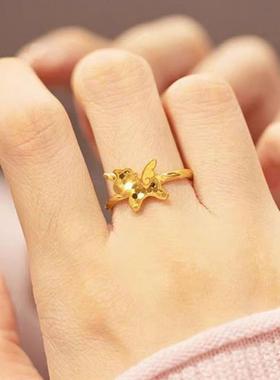 南沙金超闪金25.9.12.鱼鳞独角兽戒指越女食指轻奢小众设感小马计