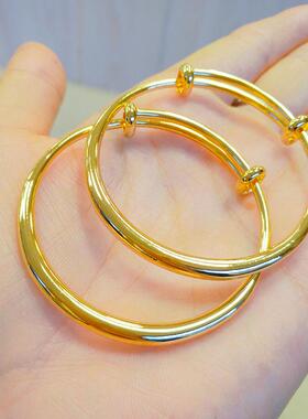 精沙金童宝宝手22.07.18镯推拉开口可调节儿儿童手圆环光面素品圈