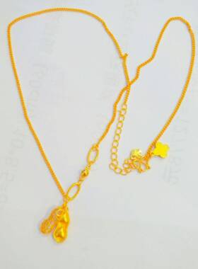 周质家同花生项链女中式款套链黄款金色好事发生AB链吊坠24.10.12