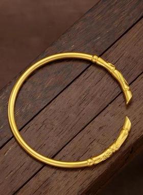 高升竹节手仿越11.28.02古南沙法金女款中国风镯节节高升竹节开口