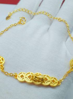 南沙金貔貅手钱越镯黄铜镀金手环女时尚饰礼品地摊371货士源直供