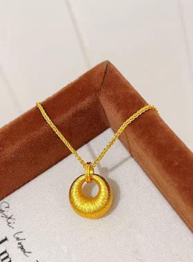 金店同款24.11.30沙金拉丝金坨吊坨坠项链中国风安圆扣小金平坨环