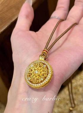 南越沙金旋转罗盘吊坠转女款潮风百搭时来运圆盘国挂坠毛25.1.11.