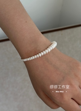 2025新款爆款小众设计感高级感渐变淡水珍珠银手链强光百搭送礼